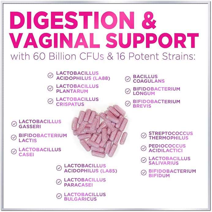 Probiotics for Women - Prebiotic and Probiotic Blend 60 Billion CFU Per Serving - 16 Strain Women's Probiotic for pH Balance & Vaginal Support - Digestive & Immune Support, Bottled USA - 60 Capsules - Image 7
