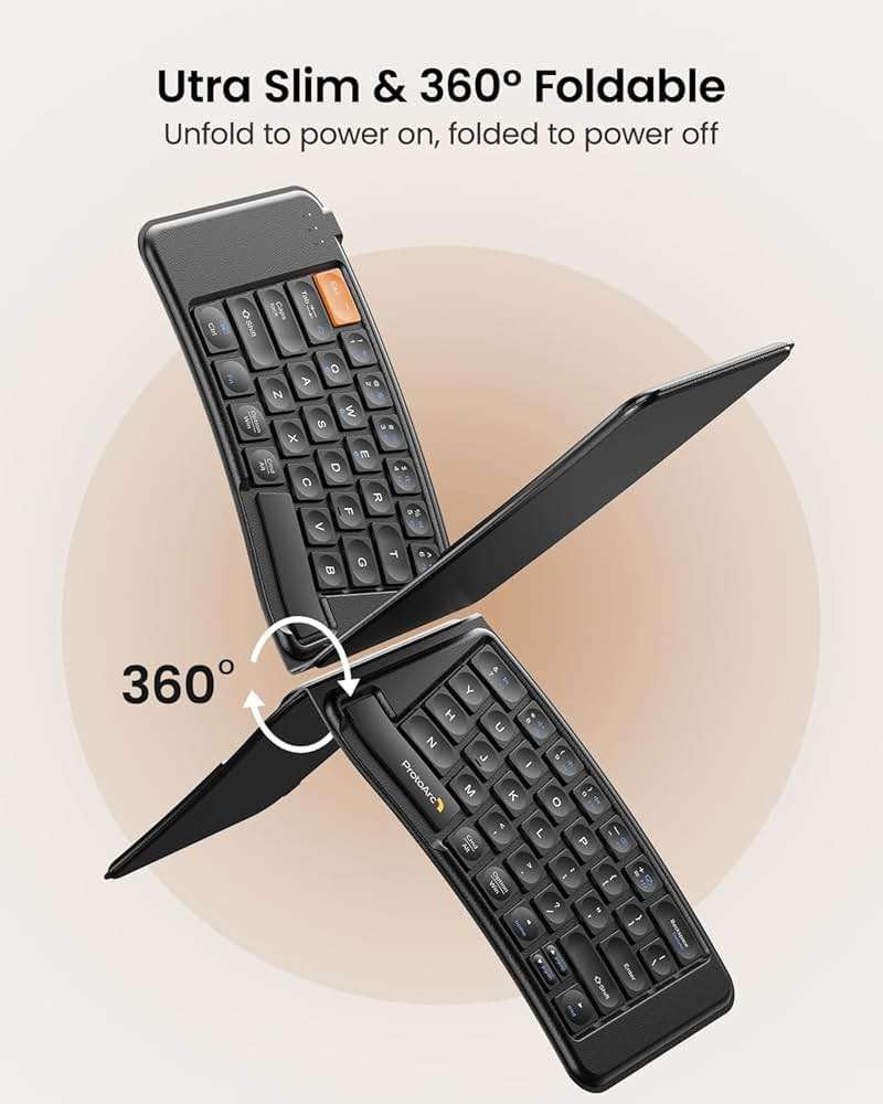 ProtoArc Ergonomic Foldable Keyboard Mouse, XKM03 Portable Folding Bluetooth Keyboard Mouse Combo for Business and Travel, Split Design, 3 Bluetooth, Rechargeable, for iPad, Tablet, iPhone, Laptop - Image 3
