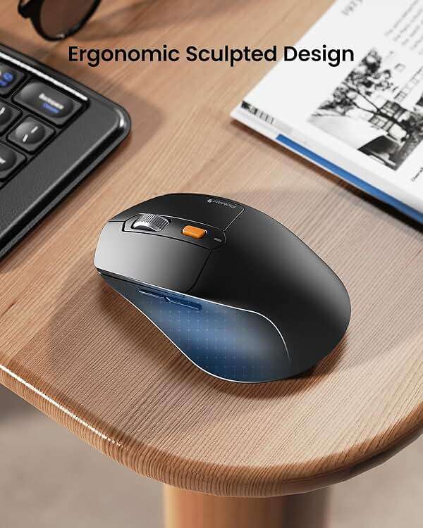 ProtoArc Ergonomic Foldable Keyboard Mouse, XKM03 Portable Folding Bluetooth Keyboard Mouse Combo for Business and Travel, Split Design, 3 Bluetooth, Rechargeable, for iPad, Tablet, iPhone, Laptop - Image 4