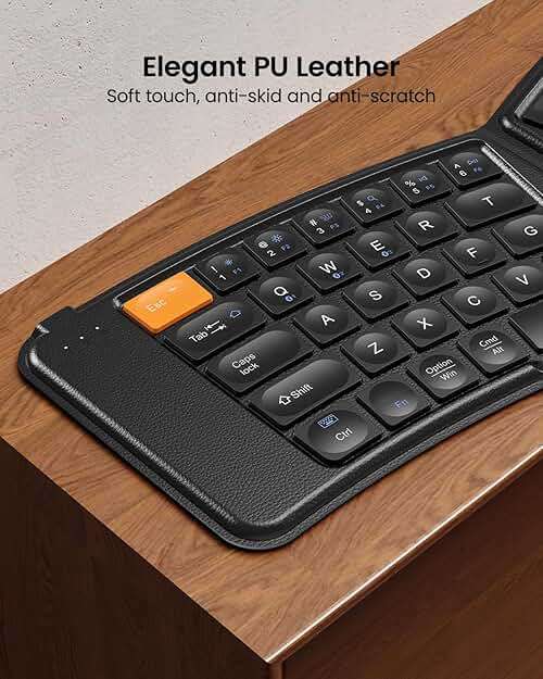 ProtoArc Ergonomic Foldable Keyboard Mouse, XKM03 Portable Folding Bluetooth Keyboard Mouse Combo for Business and Travel, Split Design, 3 Bluetooth, Rechargeable, for iPad, Tablet, iPhone, Laptop - Image 9