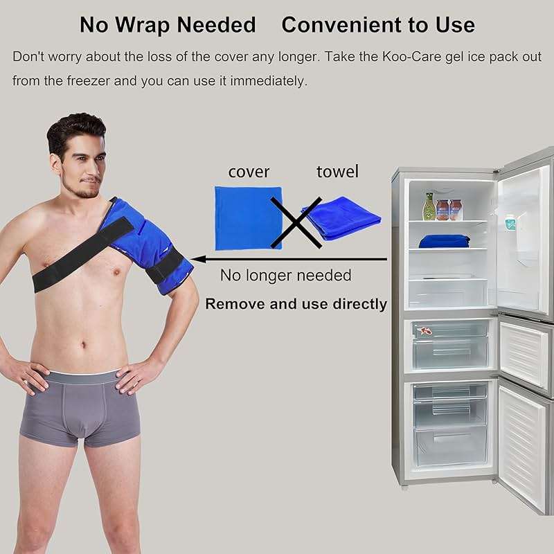 Koo-Care Extra Large Gel Ice Pack for Injuries Reusable Flexible Hot Cold Therapy Compress with Strap for Shoulder Rotator Cuff, Back, Hip, Shin - Knee Replacement Surgery Pain Relief XL 13" x 14.7" - Image 3