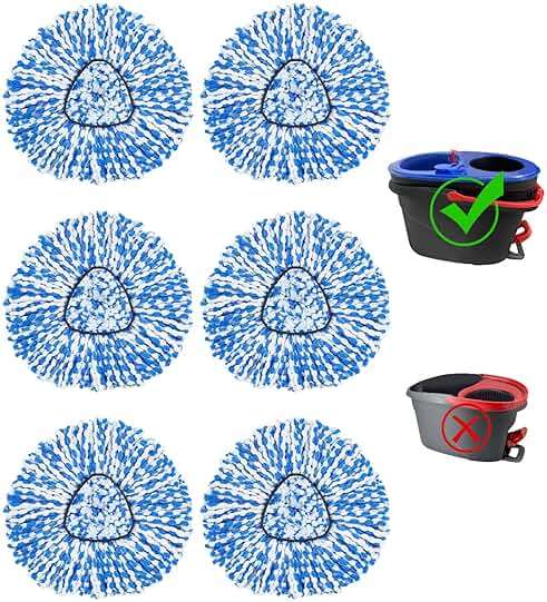 6 Pack Spin Mop Replace Head 𝐎𝐍𝐋𝐘 for O-cedar RinseClean 2 Tank Spin Mop,Mop Head Refill Replacement For O-cedar RinseClean 2 Tank System - Easy to Replace,100% Microfiber, All Floor Surface Clean - Image 1