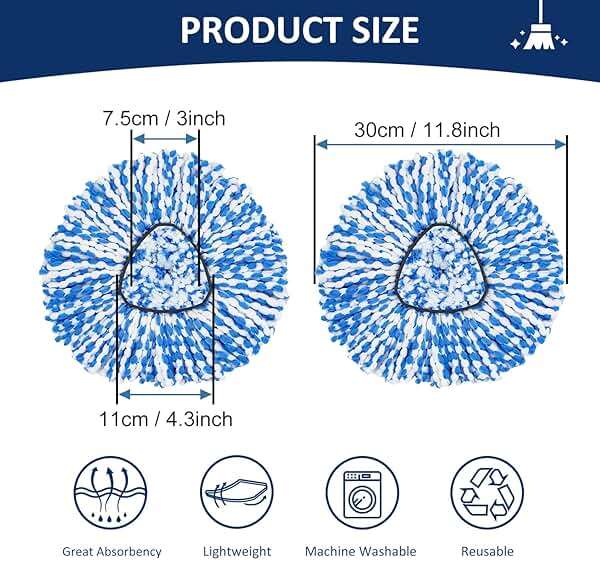6 Pack Spin Mop Replace Head 𝐎𝐍𝐋𝐘 for O-cedar RinseClean 2 Tank Spin Mop,Mop Head Refill Replacement For O-cedar RinseClean 2 Tank System - Easy to Replace,100% Microfiber, All Floor Surface Clean - Image 3