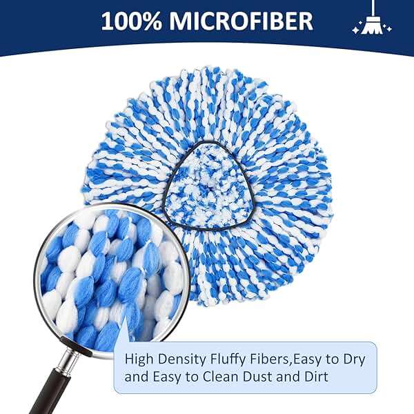 6 Pack Spin Mop Replace Head 𝐎𝐍𝐋𝐘 for O-cedar RinseClean 2 Tank Spin Mop,Mop Head Refill Replacement For O-cedar RinseClean 2 Tank System - Easy to Replace,100% Microfiber, All Floor Surface Clean - Image 4
