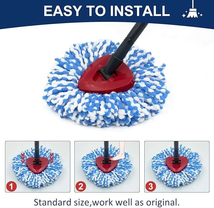 6 Pack Spin Mop Replace Head 𝐎𝐍𝐋𝐘 for O-cedar RinseClean 2 Tank Spin Mop,Mop Head Refill Replacement For O-cedar RinseClean 2 Tank System - Easy to Replace,100% Microfiber, All Floor Surface Clean - Image 5
