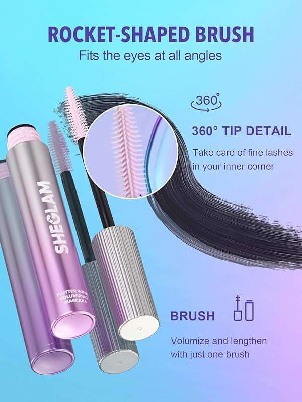 SHEGLAM Flutter Wink Volumizing Mascara Lash Extensions Tubing Mascara Length and Lift-Black - Image 2