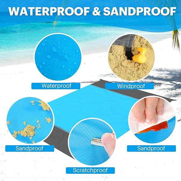 EASYFUN Beach Blanket Sandproof Oversized, 79''×83'' Extra Large Beach Mat, Portable Picnic Mat for Travel Camping Hiking, Lightweight Beach Essentials Family Water Resistant Mat - Image 4