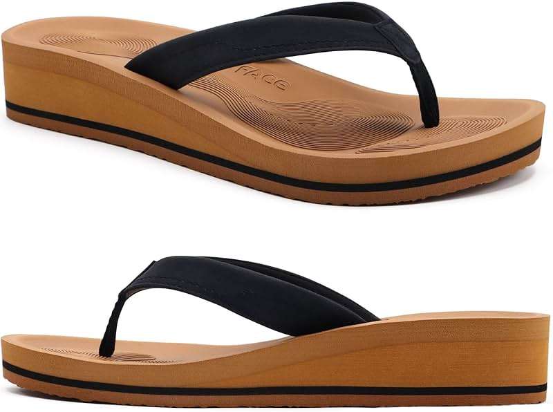 COFACE Flip Flops for Women With Comfortable Arch Support Ladies Fashion Platform Thong Sandals Soft Yoga Mat Sole For Beach/Indoor Outdoor - Image 1