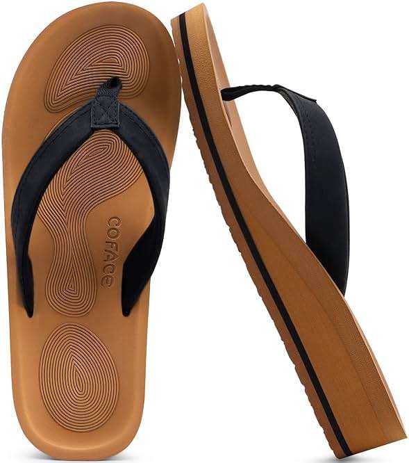 COFACE Flip Flops for Women With Comfortable Arch Support Ladies Fashion Platform Thong Sandals Soft Yoga Mat Sole For Beach/Indoor Outdoor - Image 2