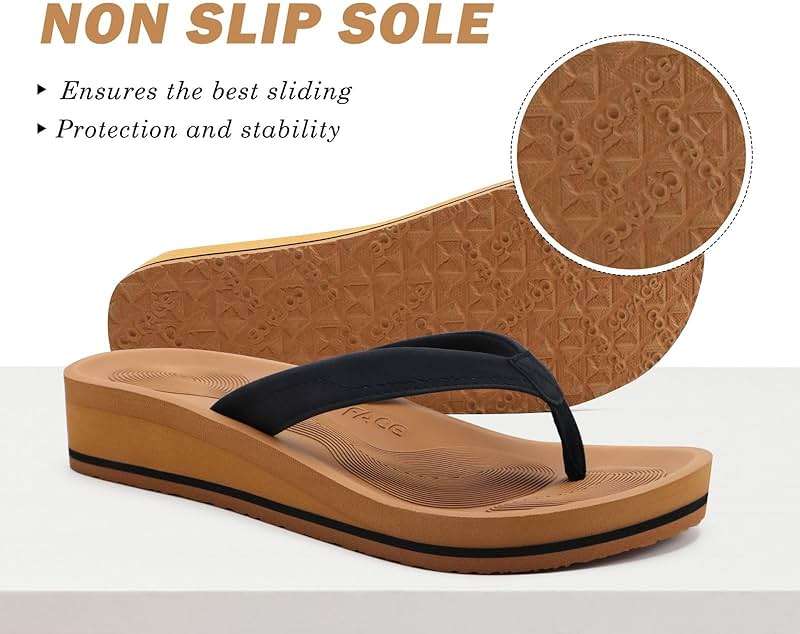 COFACE Flip Flops for Women With Comfortable Arch Support Ladies Fashion Platform Thong Sandals Soft Yoga Mat Sole For Beach/Indoor Outdoor - Image 3