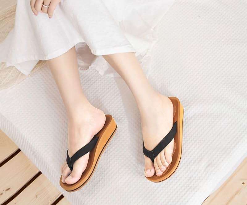 COFACE Flip Flops for Women With Comfortable Arch Support Ladies Fashion Platform Thong Sandals Soft Yoga Mat Sole For Beach/Indoor Outdoor - Image 6