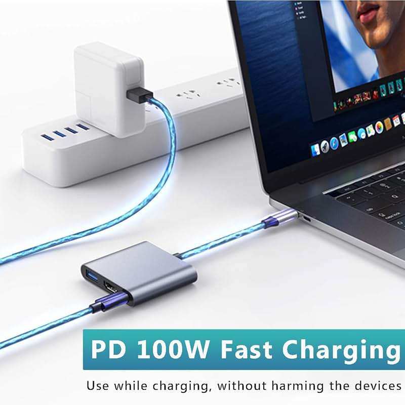 USB C to HDMI Adapter for Mac, 3-in-1 USB C HDMI Adapter with 4K HDMI Output USB 3.0 Port & PD 100W Fast Charging Port for MacBook Pro, iPhone 15, Samsung Gaalaxy S24/S23, Dell XPS, etc - Image 4