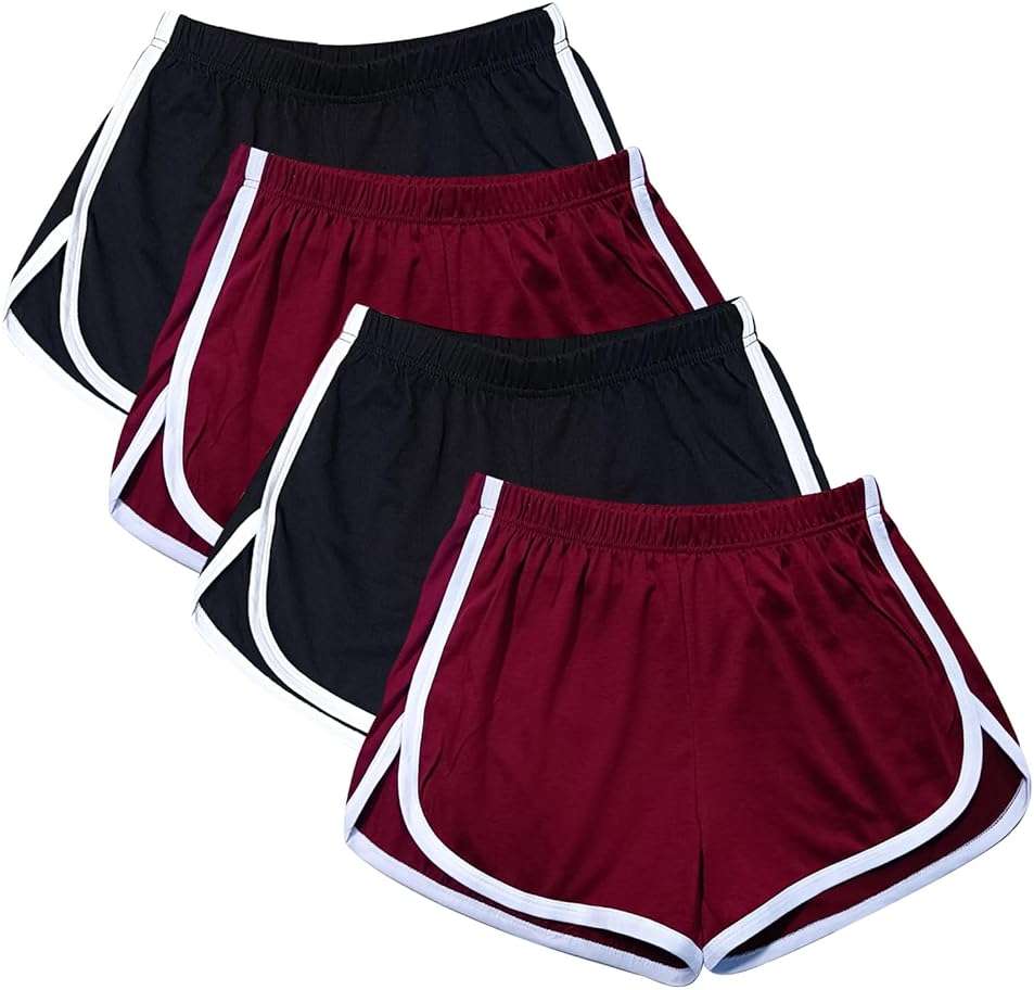Cameway 4 Pack Women's Cotton Yoga Dance Short Pants Summer Athletic Cycling Hiking Sports Shorts - Image 1