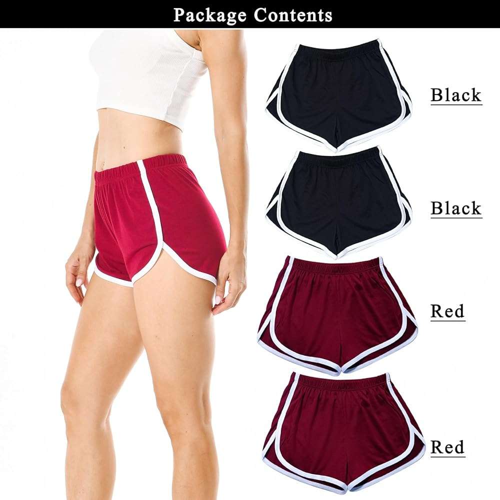 Cameway 4 Pack Women's Cotton Yoga Dance Short Pants Summer Athletic Cycling Hiking Sports Shorts - Image 4