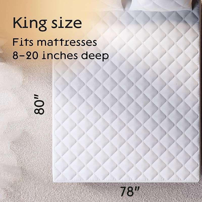 100% Waterproof Cotton King Mattress Protector - 360 Pad Protection Against Spills, Stains & Accidents for Parents & Pet Owners - Noiseless & Cooling Quilted Top - Image 2