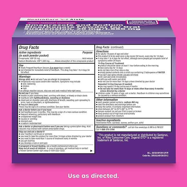 HealthCareAisle Omeprazole and Sodium Bicarbonate Powder for Oral Suspension, 20 mg/1,680 mg - 42 Packets - Acid Reducer - Effective Acid Reflux Medicine, Treats Frequent Heartburn - Image 6