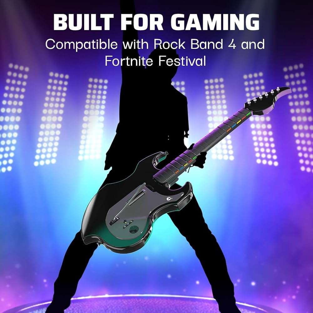 PDP RIFFMASTER Wireless Guitar Controller for Xbox Series X|S, Xbox One, Windows 10/11 PC, Rock Band 4, Fortnite Festival, Audio Jack, Rechargeable Battery, Officially Licensed by Microsoft – Black - Image 2