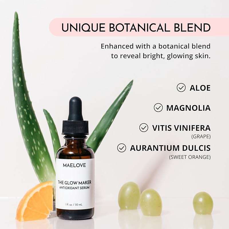 MAELOVE Glow Maker Vitamin C Serum with Vitamin E, Ferulic Acid & Hyaluronic Acid, Award-Winning Brightening and Hydrating Facial Serum, Unscented, 1.0 fl oz - Image 5