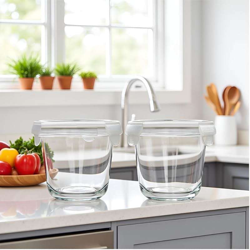 H.JSS WDJS 3Cup Round Glass Food Storage Containers with Airtight lids, 23oz Glass Meal Prep Containers, Heat-Resistant BPA-Free for Soup Leftover, Microwave, Dishwasher and Fridge Safe (white-4Pack) - Image 7