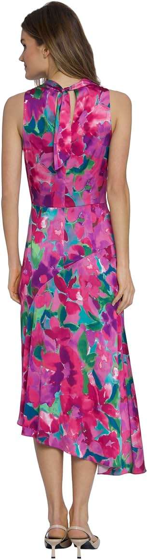 Maggy London Women's High Neck Halter Asymmetrical Fit and Flare Midi Dress | Wedding Guest Dresses for Women - Image 3