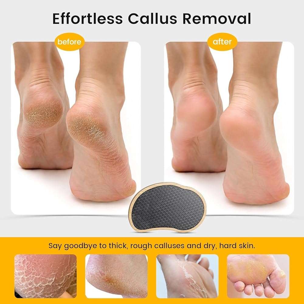 BEZOX Nano-Glass Pumice Stone for Feet Dead Skin, Eco-Friendly Pedicure Foot File Callus Remover - Bamboo Handle - Image 3