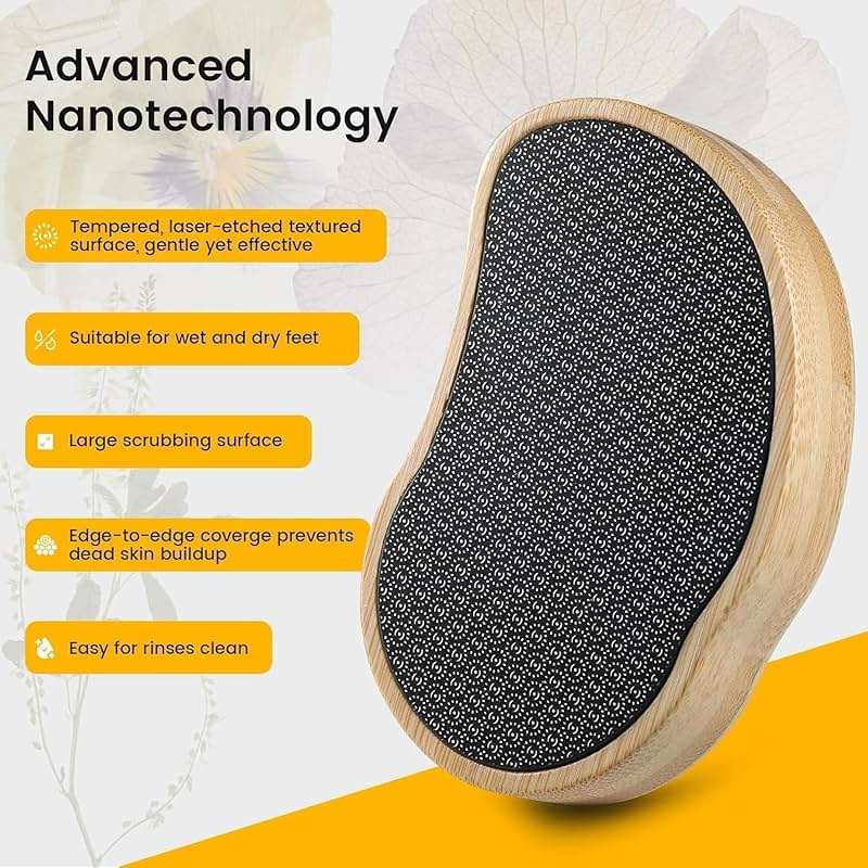 BEZOX Nano-Glass Pumice Stone for Feet Dead Skin, Eco-Friendly Pedicure Foot File Callus Remover - Bamboo Handle - Image 5