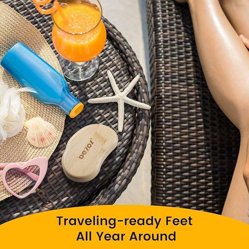 BEZOX Nano-Glass Pumice Stone for Feet Dead Skin, Eco-Friendly Pedicure Foot File Callus Remover - Bamboo Handle - Image 7