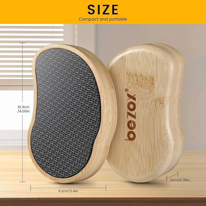 BEZOX Nano-Glass Pumice Stone for Feet Dead Skin, Eco-Friendly Pedicure Foot File Callus Remover - Bamboo Handle - Image 8