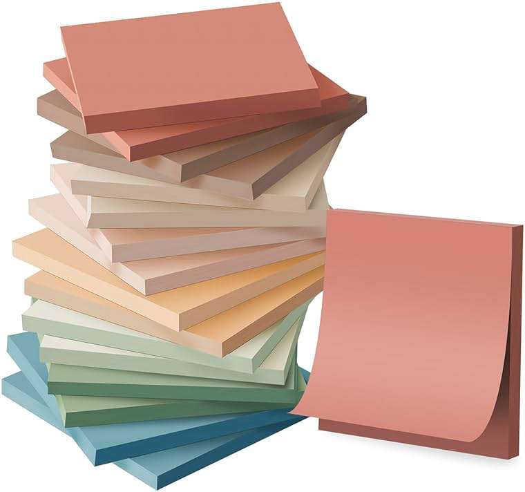 (16 Pack) Sticky Notes 3x3, Vintage Colors, Sticky Pads, Recyclable, Easy to Stick for Home, Office, Notebook - Image 1