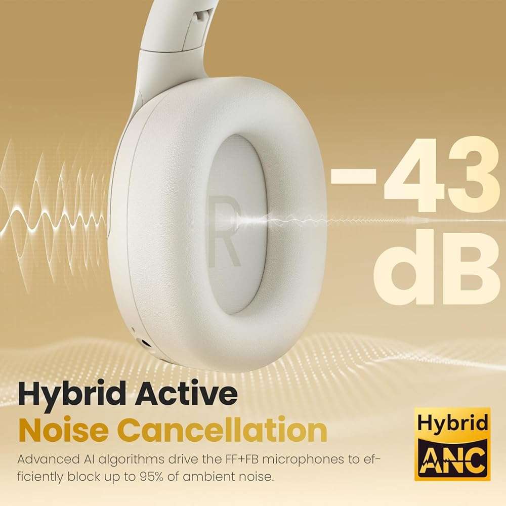 HAYLOU S30 Noise Cancelling Bluetooth Headphones, LDAC Hi-Res Audio, 5 HD Mics Call, 80H Playtime, Custom EQ via App, Bluetooth 5.4 Multipoint Connect, Wireless Headphones Over Ear - Image 2
