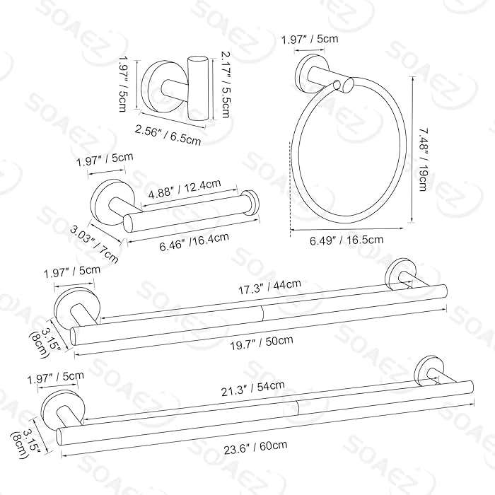 Brushed Nickel Bathroom Hardware Set, 6 Pieces Towel Bar Bathroom Accessories Set Toilet Paper Holder Towel Holder Towel Ring and Towel Hooks Wall Mounted, SUS304 Stainless Steel Towel Rack Set - Image 2