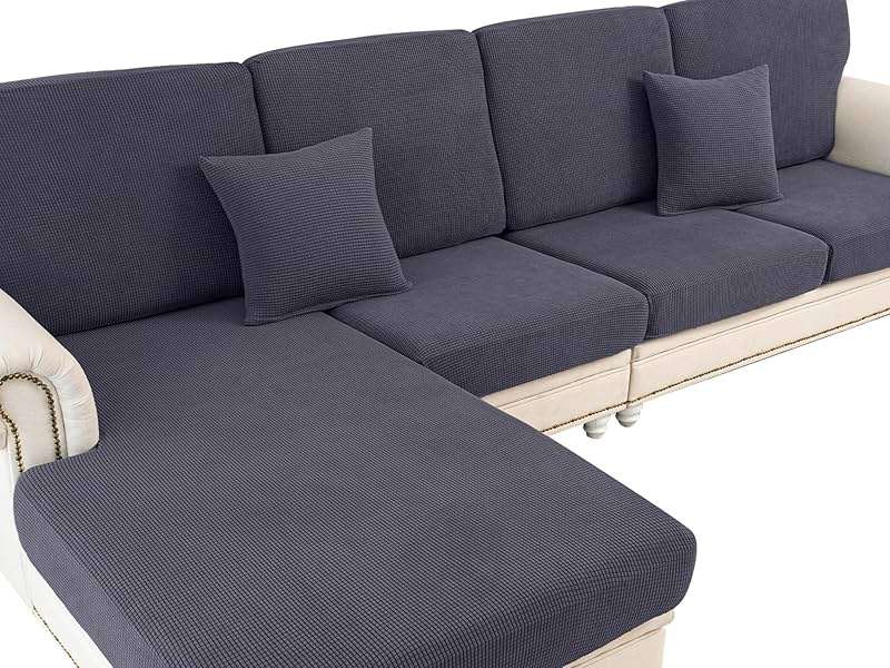 LA MEACK Couch Cushion Covers Seat Cushion Cover Stretch Couch Cover Separate Sectional Sofa Slipcovers Furniture Protector(3 Pieces for Seat or Sofa Backrest, Dark Grey) - Image 1