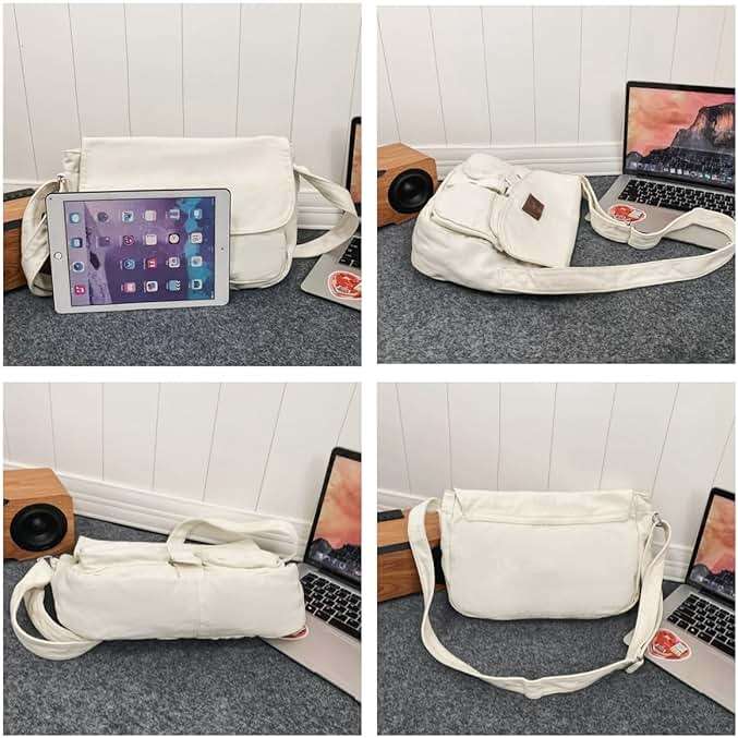 Vhitler Messenger Bag Canvas Crossbody Bag Grunge Y2k Bag Canvas Bag Trashy Y2k - Image 3