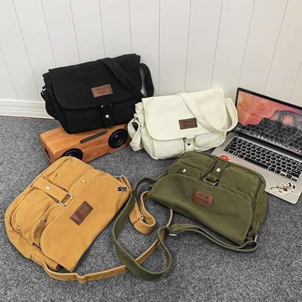 Vhitler Messenger Bag Canvas Crossbody Bag Grunge Y2k Bag Canvas Bag Trashy Y2k - Image 5