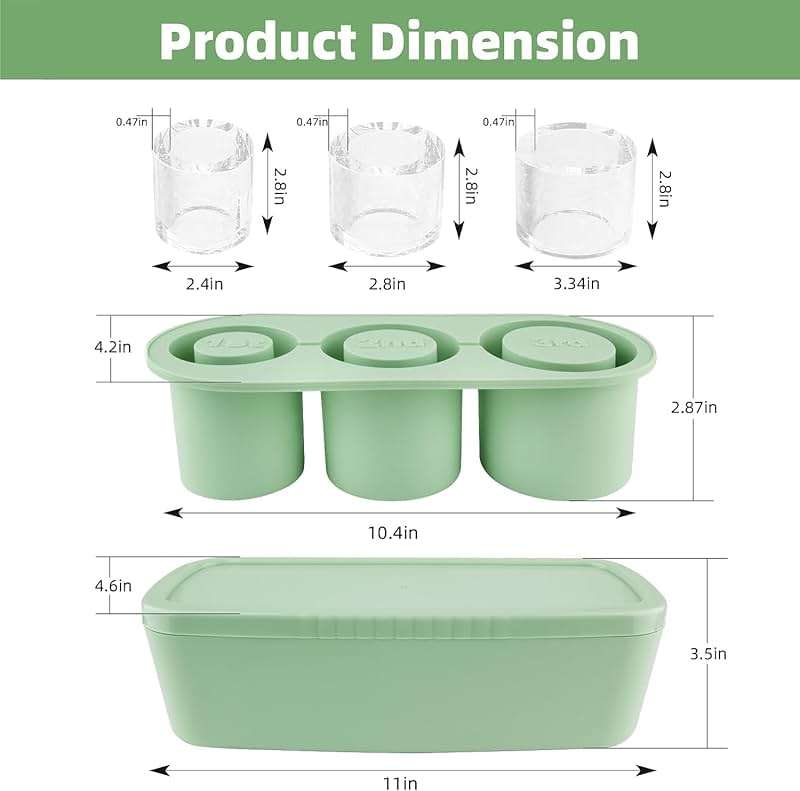 Tcamp Ice Mold for Stanley Cup 30-40 oz Tumbler Cup Ice Mold, Silicone Ice Cube Tray With Lid and Bin for Chilling Cocktails, Whiskey, Drinks, Coffee, Easy Fill and Release Ice Maker (Green) - Image 2