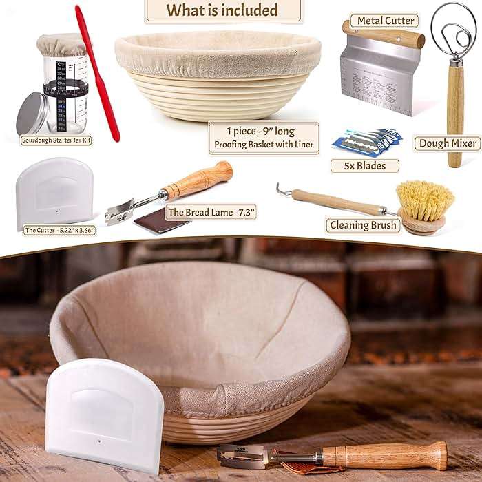 Sourdough Starter Kit for Beginners – 9” Banneton Bread Proofing Basket with 24oz Glass Sourdough Starter Jar & Sourdough Bread Baking Supplies, Easy No-Fail Kit, Gift for Home Bakers - Image 3