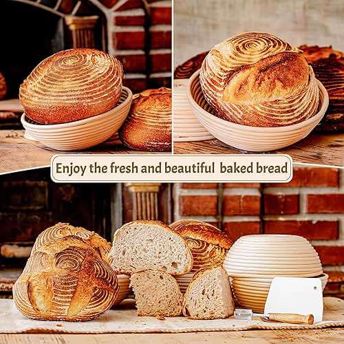 Sourdough Starter Kit for Beginners – 9” Banneton Bread Proofing Basket with 24oz Glass Sourdough Starter Jar & Sourdough Bread Baking Supplies, Easy No-Fail Kit, Gift for Home Bakers - Image 6
