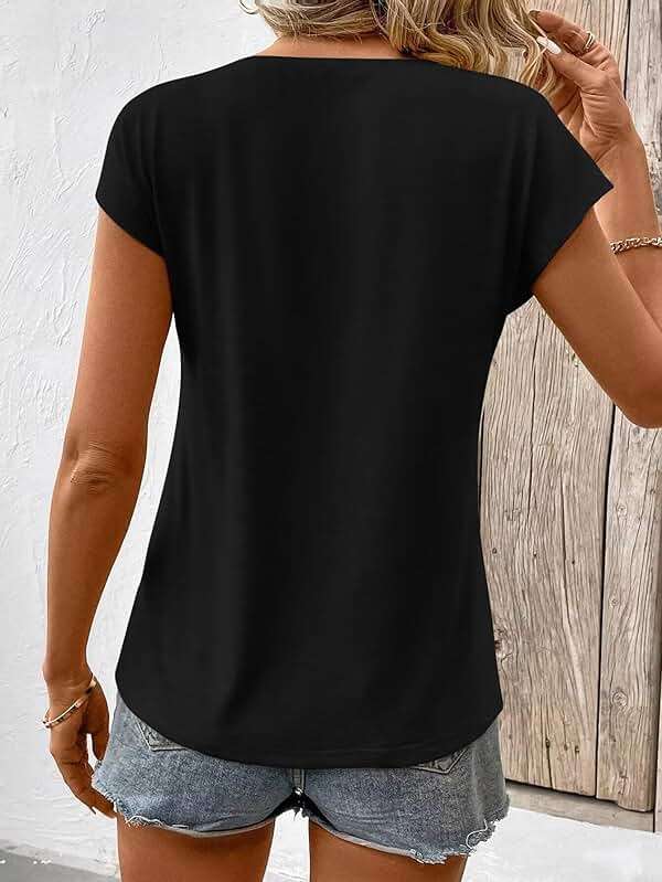 Bliwov 3 Pack Womens Cap Sleeve Tops V Neck T Shirts Summer Spring Outfits Beach Vacation Fashion Tee Blouse Workout Clothes - Image 2