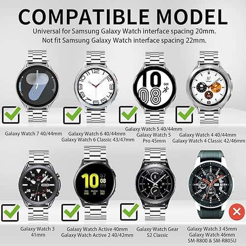GOLDTOLUCK Stainless Steel Band Compatible with Samsung Galaxy Watch 8 7 6 5 4 Classic FE Pro 40mm 44mm 46mm 43mm 47mm 45mm 42mm 20mm Men Women Milanese Replacement Metal Elegant Casual - Image 2