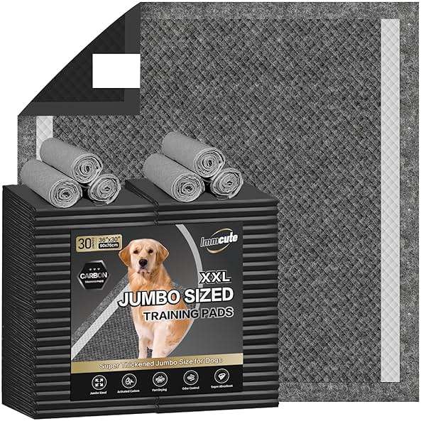 IMMCUTE Dog Pee Pads Extra Large 30"X36", 30 Count, Charcoal Puppy Pads, Absorbent Pads & Fast Drying Potty Pads for Dogs with Adhesive Strip, Disposable Pee Pads , Idea for Pet Training, Jumbo Size - Image 1
