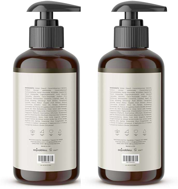 Aquableu Advanced Therapy Anti-Thinning Rosemary Oil Shampoo & Conditioner Set - Infused with 14 All-Natural Ingredients for Volume, Strength, Thickness, and Dullness Reduction (16oz) - Image 2