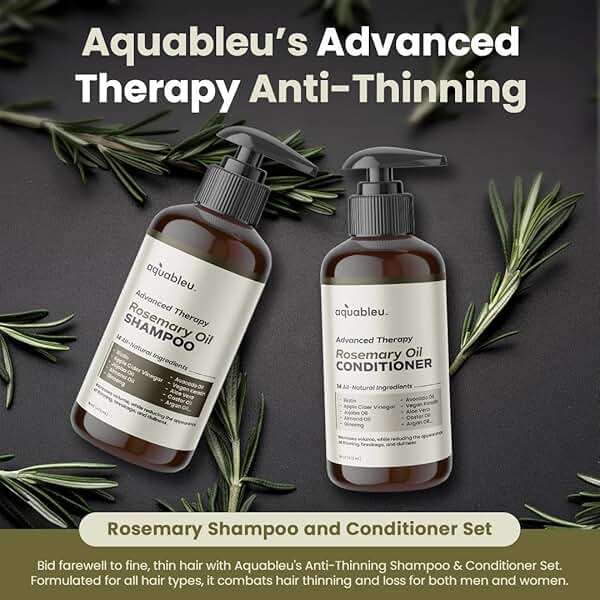 Aquableu Advanced Therapy Anti-Thinning Rosemary Oil Shampoo & Conditioner Set - Infused with 14 All-Natural Ingredients for Volume, Strength, Thickness, and Dullness Reduction (16oz) - Image 6