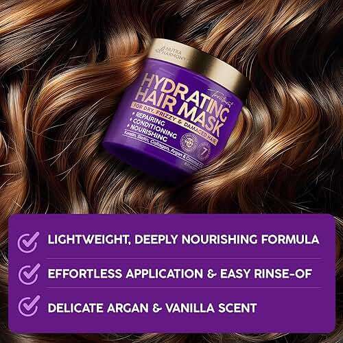 Hydrating Hair Mask - Deep Conditioning Treatment for Dry, Frizzy & Damaged Hair - Keratin Mask with Coconut & Argan Oils, Collagen & Wheat Protein - Smooths, Softens & Controls Frizz, Curl-Safe, 10oz - Image 7