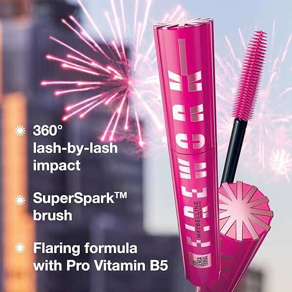 Maybelline Lash Sensational Firework Washable Mascara, Lengthening & Volumizing Mascara for up to 24HR wear, Blackest Black, 1 Count - Image 3