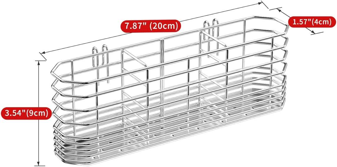 JAQ Utensil Holder for Sink, Sus304 Stainless Steel Rust Free Silverware Cutlery Flatware Holder Rack Organizer with Hooks for Dish Drying Rack Sink Dish Drainer in Kitchen Bathroom - Image 3