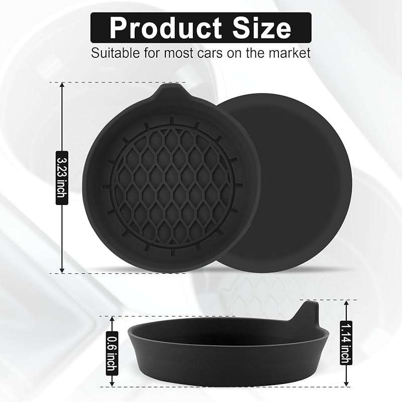 SINGARO Car Cup Holder Coaster, Silicone Cup Holder Insert, Universal Non-Slip Cup Holders, Car Accessories Interior for Women and Man Interior Sets 4 Pack Black - Image 2