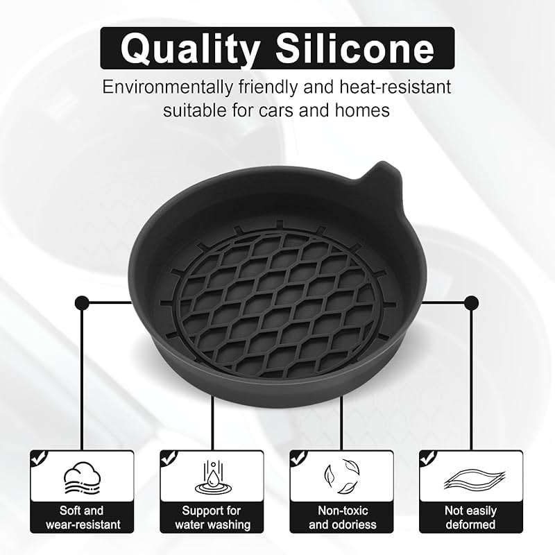 SINGARO Car Cup Holder Coaster, Silicone Cup Holder Insert, Universal Non-Slip Cup Holders, Car Accessories Interior for Women and Man Interior Sets 4 Pack Black - Image 4