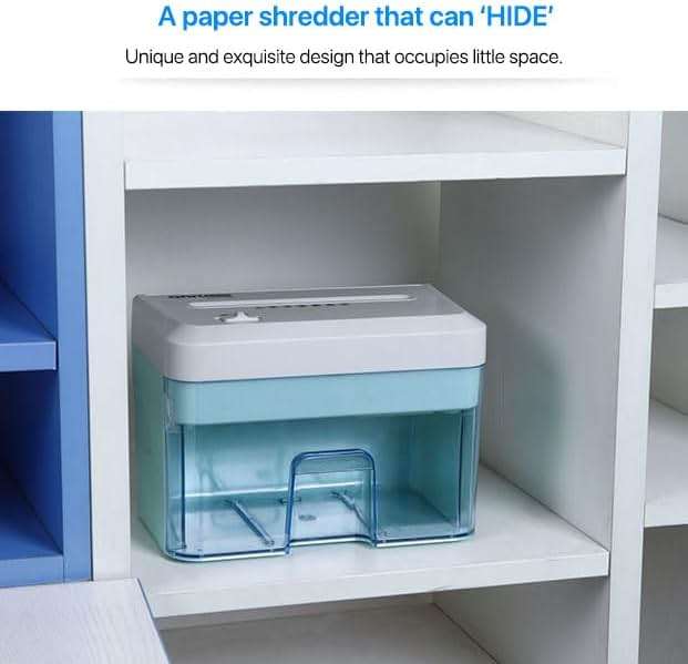 Generic Desktop Mini Paper Shredder Micro Cut, Electric Small Paper Shredder for Home Office Use,Cross Cut Mini Paper Shredder for Desk White Portable - Image 4