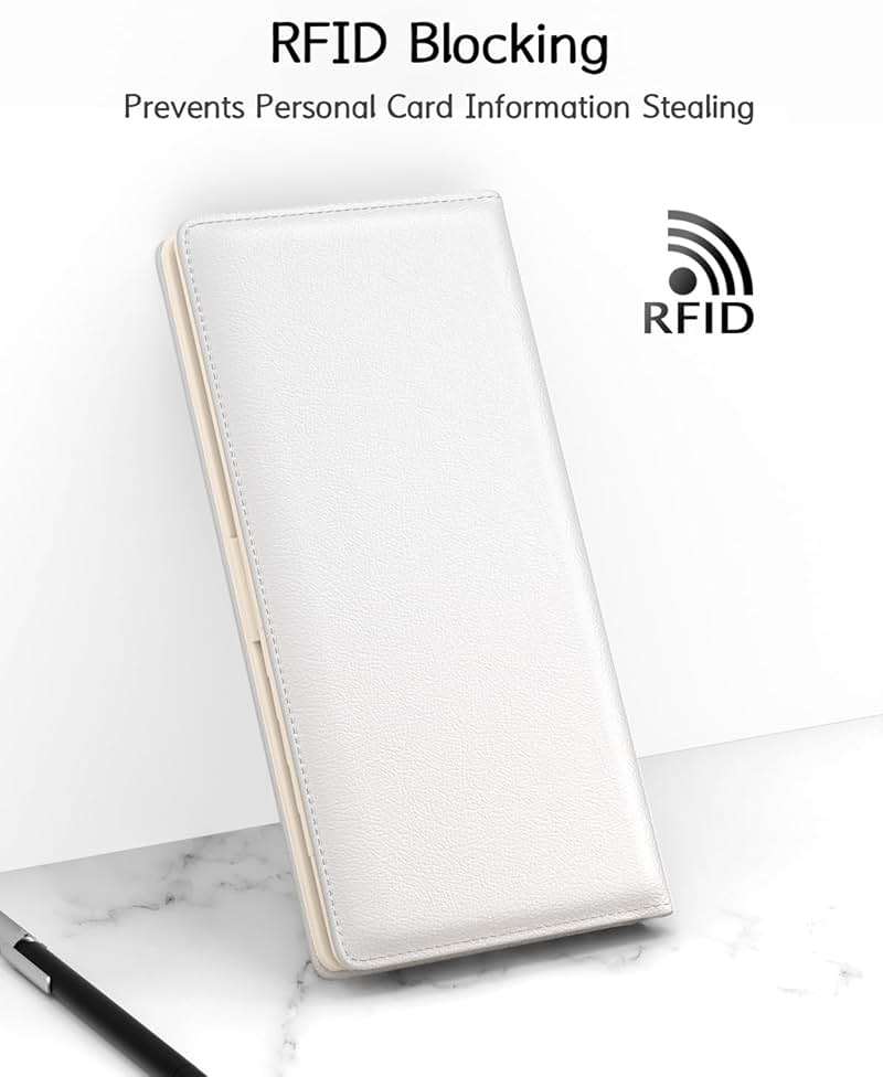 Nipichsha Womens Wallet, RFID Slim Wallets for Women, Thin Ladies Credit Card Holder Purse, Cute Leather Bifold Clutch Billfold with 11 Card Slots & ID Window, White - Image 6