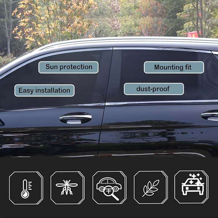 4PCS Car Window Shades with Zipper,Breathable Car Window Cover Baby Window Shades for Car,Camping Essentials Side Window Sun Shade for Privacy Protection Fits Most Cars - Image 4
